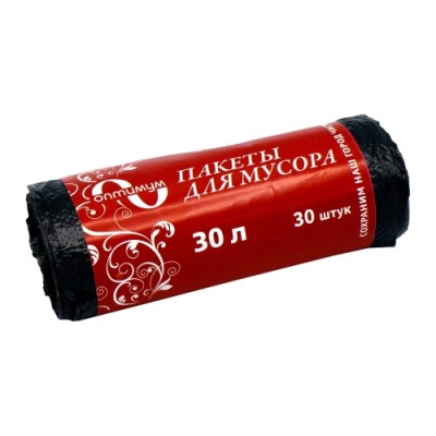 Мусорный мешок ПНД чёрный 30 л. 30 шт. "Оптимум"