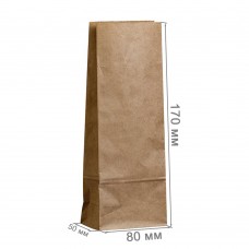 Бумажный пакет 80x50x170 крафт (50 гр/м²)