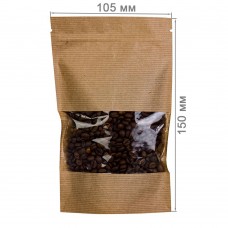 Пакет дой-пак с замком зип-лок крафт 105x150+(30+30) окно 70