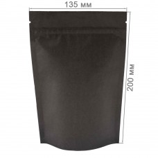 Пакет дой-пак с замком зип-лок черный фольгированный 135x200+(35+35)