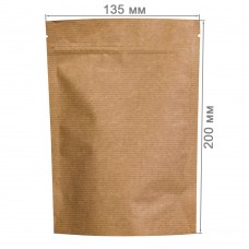 Пакет дой-пак с замком зип-лок крафт фольгированный 135x200+(35+35)