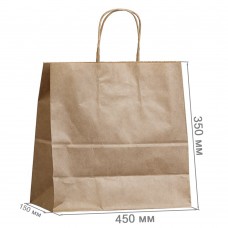 Бумажный пакет с кручеными ручками 450x150x350 крафт