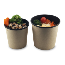 Контейнер круглый «Round Bowl» крафт/черный 700 мл