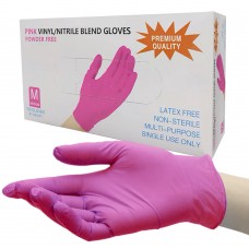Перчатки нитровиниловые «Wally Plastic» розовые 50 пар