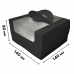 Коробка для бенто торта 140x140x80 черная с окном