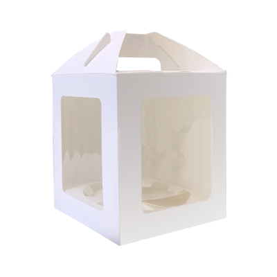 Коробка для кулича и пряничного домика с окном и ложементом 160x160x180 «FG JUMPL II WW» белая с окном и ручкой
