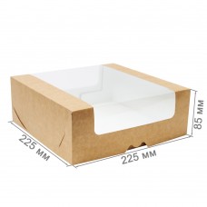 Коробка для торта 225x225x85 крафт с окном
