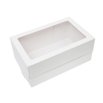 Коробка для пирожных 250x160x110 белая с окном