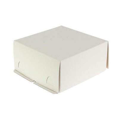 Коробка для торта 280x280x140 белая хром-эрзац