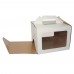 Коробка для торта 220x220x160 «Past Handle» белая с окном и ручкой