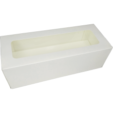 Коробка для рулета с окном и ложементом "Cake Roll One" 300x120x100, белая