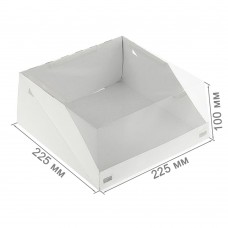 Короб для торта 225x225x100 белый с прозрачной крышкой