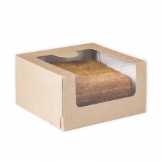 Коробка для торта 180x180x100 крафт с окном