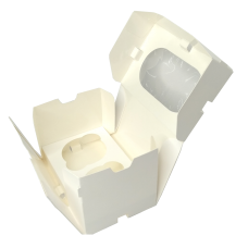 Коробка для 2 капкейков с окном и вставкой «MUF 2 PRO» белая 