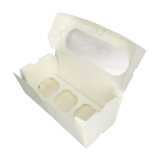Коробка для 3 капкейков с окном и вставкой «MUF 3 PRO» белая 