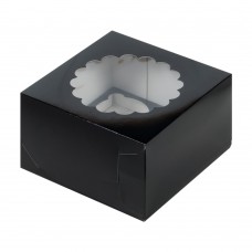 Коробка для 4 капкейков черная с окном