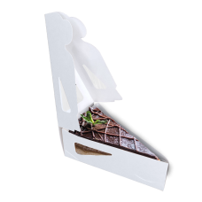 Упаковка для кусочка торта белая "PIE III Window White" 160*160*80*60 мм, с подложкой