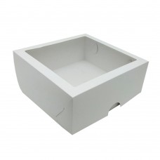 Коробка для зефира, тортов и пирожных 250x250x100 с окном белая