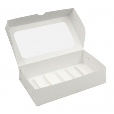 Коробка для 6 эклеров 250x150x60 с окном белая