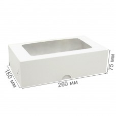 Коробка для зефира 260x160x75 с окном белая