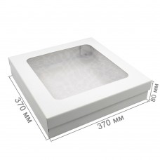 Коробка для подарочных наборов 370x370x80 мм с окном белая