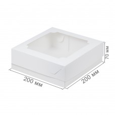 Коробка для зефира 200x200x70 с окном белая